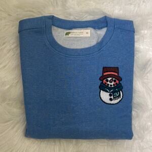 NWT Monica + Andy Embroidered Snowman Sweatshirt Organic Cotton Kids Sz 10